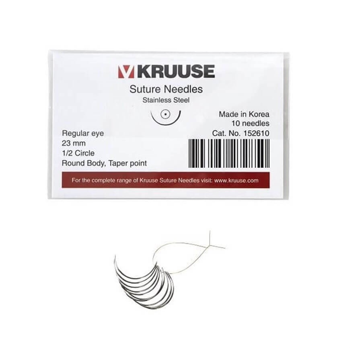 Kruuse Sütür İğnesi Regular 1/2 Yuvarlak İğneli 23 MM 10'lu Paket