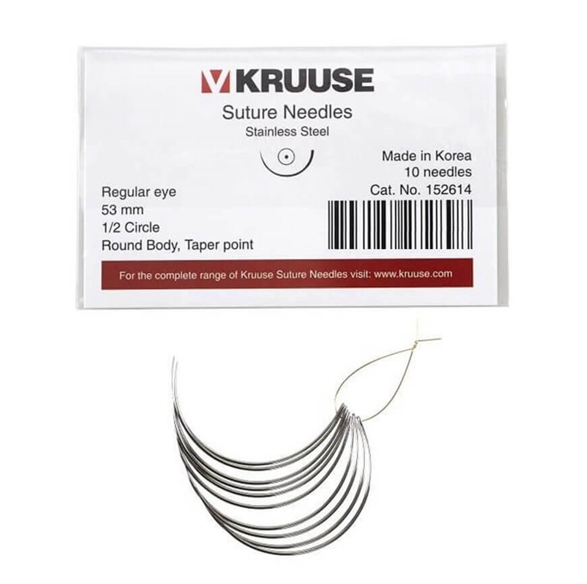 Kruuse Sütür İğnesi Regular 1/2 Yuvarlak İğneli 53 MM 10'lu Paket