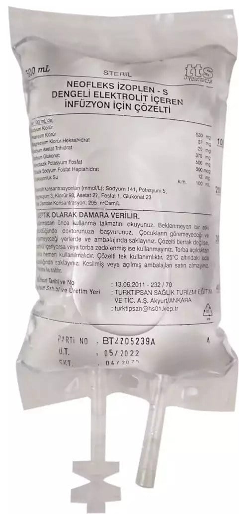 Neofleks İzoplen-S Dengeli Elektrolit İçeren İnfüzyon için Çözelti 500 ML