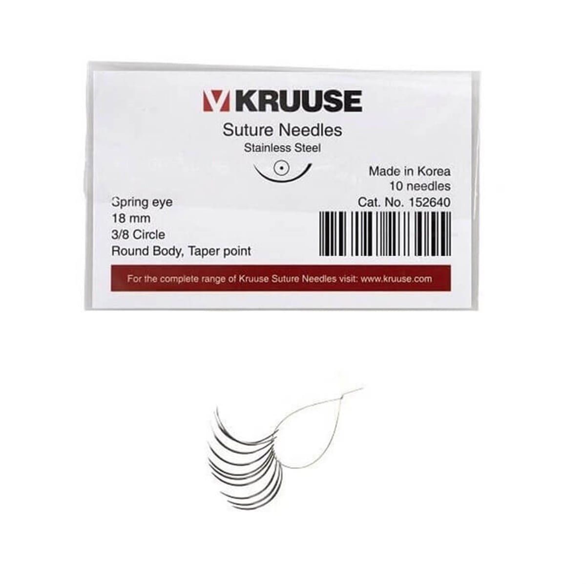 Kruuse Sütür İğnesi Spring 3/8 Yuvarlak İğneli 18 MM 10'lu Paket