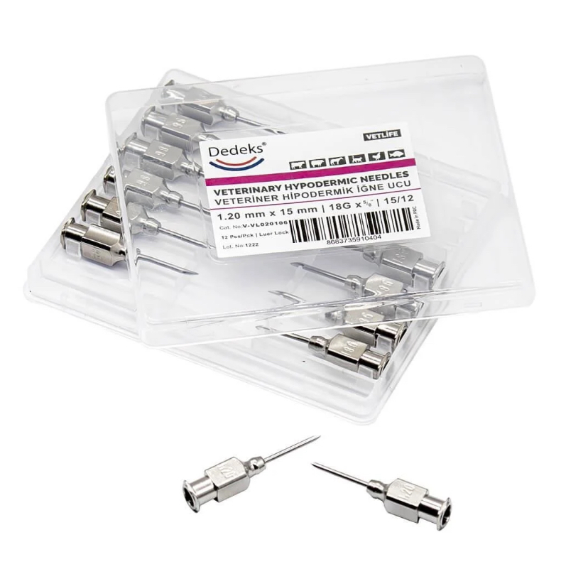 Veteriner Çelik İğne Enjektör Ucu (1.20 mm x 15 mm)