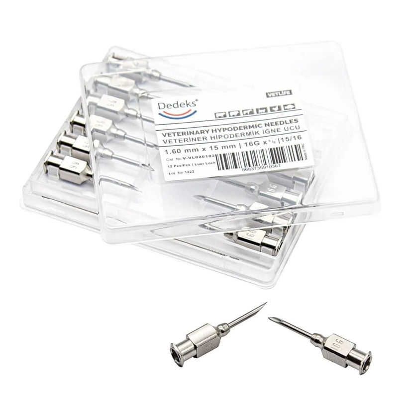 Veteriner Çelik İğne Enjektör Ucu (1.60 mm x 15 mm)