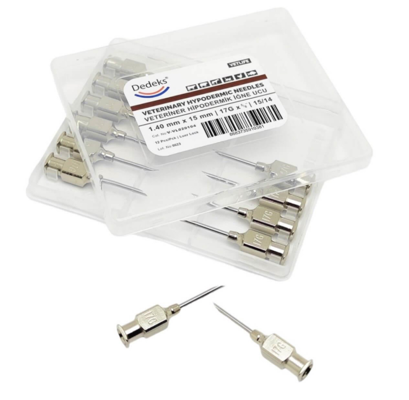 Veteriner Çelik İğne Enjektör Ucu (1.40 mm x 15 mm)