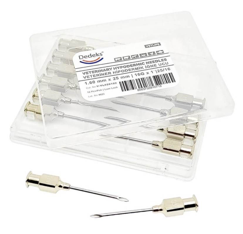 Veteriner Çelik İğne Enjektör Ucu (1.60 mm x 25 mm)