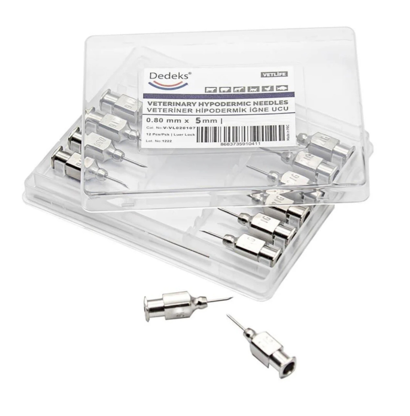 Veteriner Çelik İğne Enjektör Ucu (0.8 mm x 5 mm)