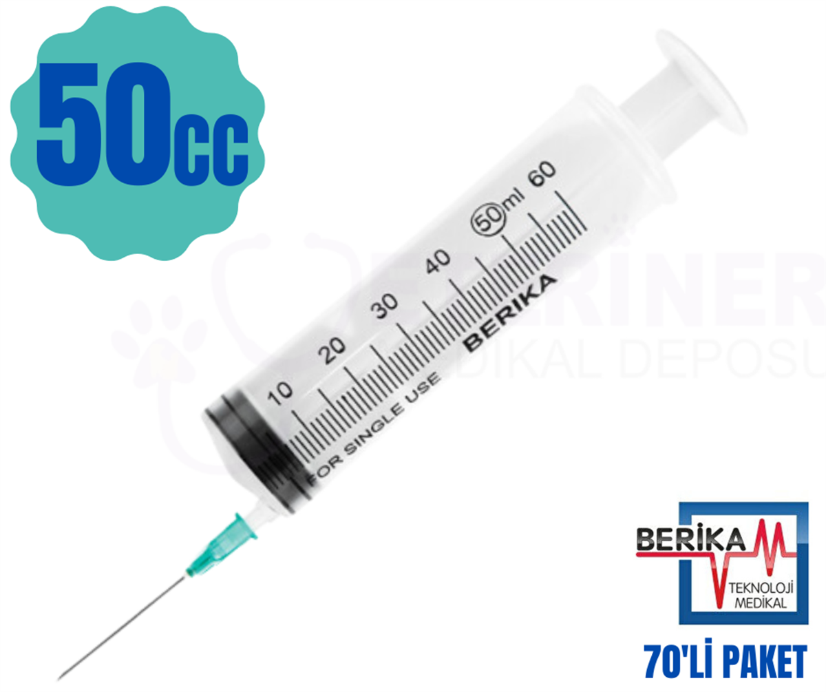 Berika 50 CC 3 Parça (CONTALI) Yeşil Enjektör 70'li Pake
